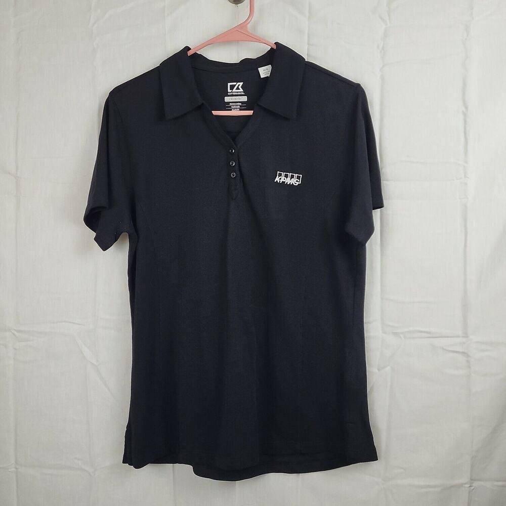 Cutter & Buck Womens Black Comfortable Short Sleeve Collared Basic T Shirt Sz M